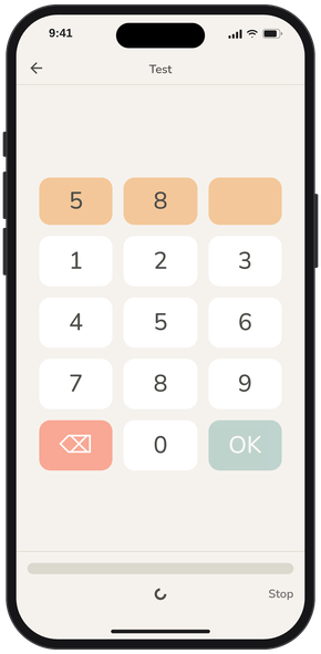 De test 'Getallen in ruis' in de ALICE-app
